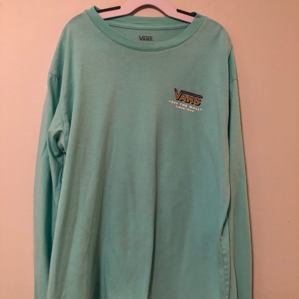 Youth Vans Mint Green Chest Logo Long Sleeve